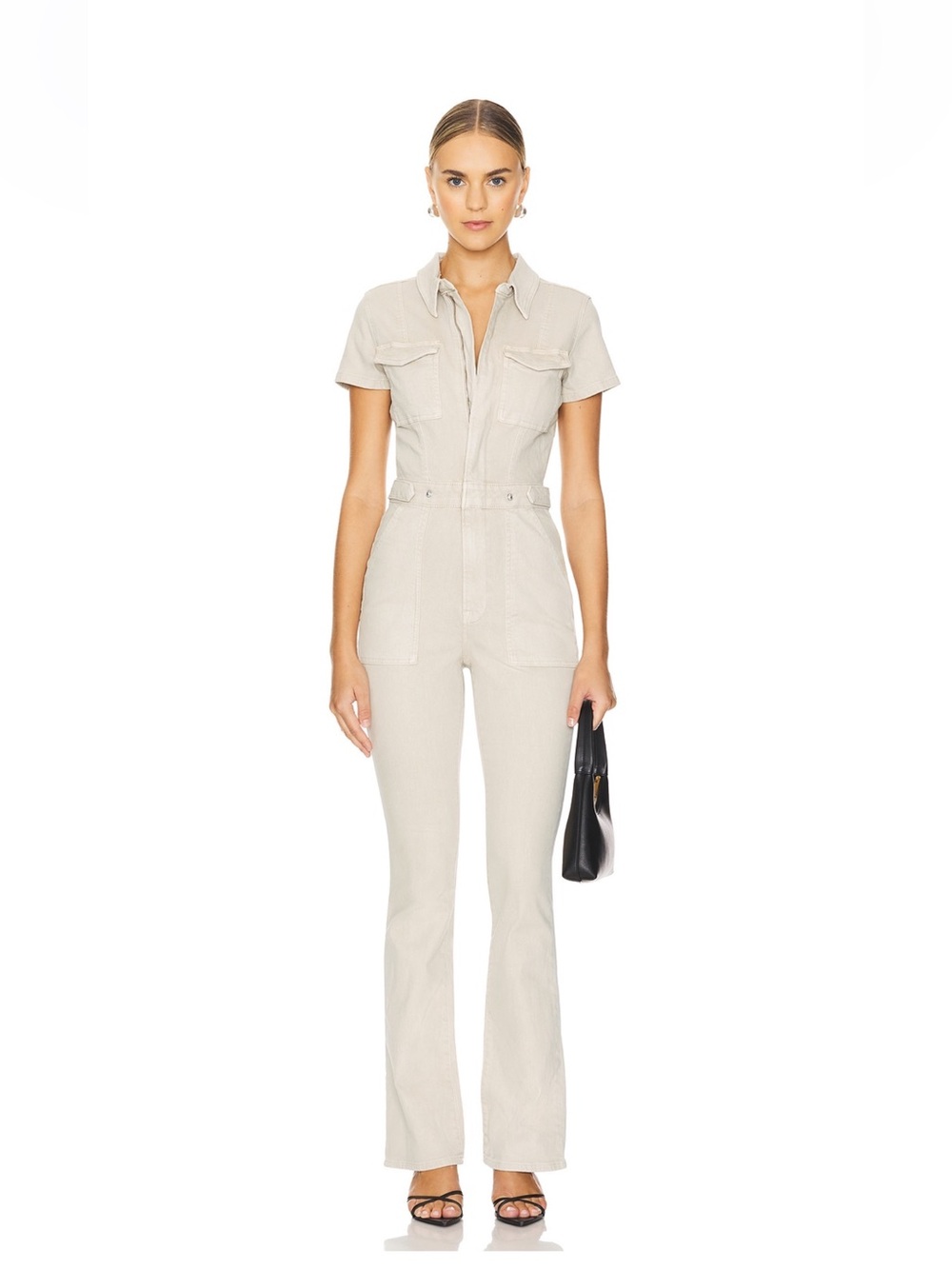 Good American fit for success jumpsuit in color sand